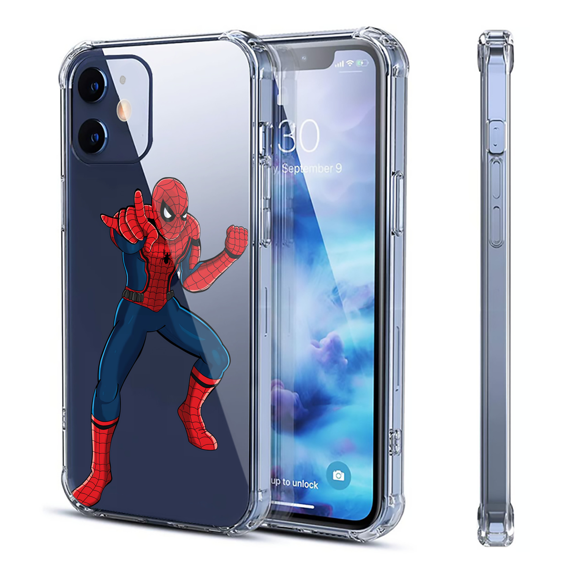 （画像用） Spider Man スパイダーマン 【iPhone 12シリーズ対応】透明スマホケース（クリアソフトケース）